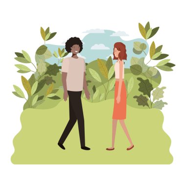 manzara avatar karakter ile genç Çift