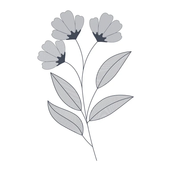 枝と葉の孤立したアイコンを持つ花 — ストックベクタ
