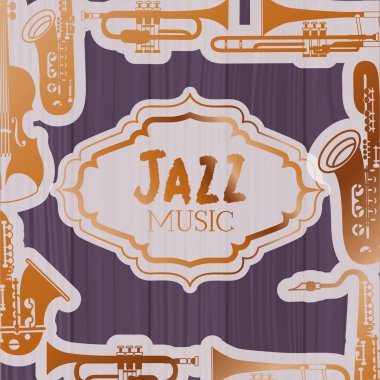 enstrümanlar ve ahşap arka plan ile caz gün çerçevesi