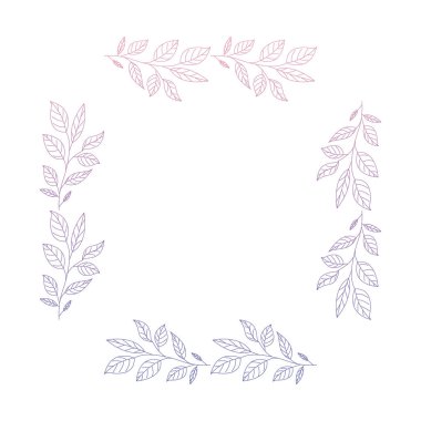 yapraklar kare çerçeve dekoratif