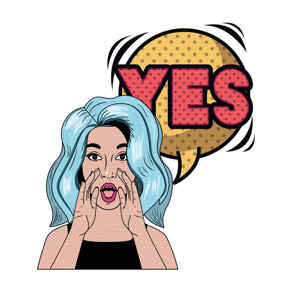 woman with speech bubble about comic