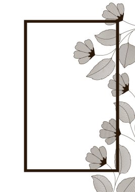 yaprakları ve dikdörtgen izole simgesi ile çiçekler