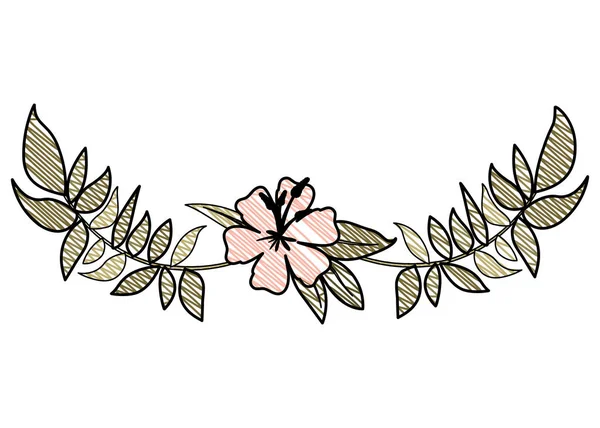Belle couronne de fleurs et de feuilles — Image vectorielle