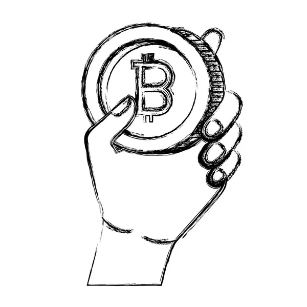 Ręka z Bitcoin Commerce technologii — Wektor stockowy