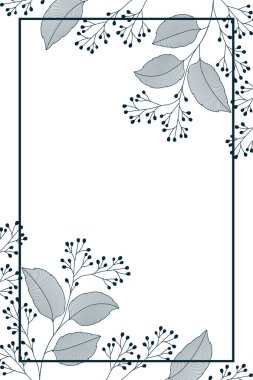 çiçek ve yaprakları izole simgesi ile çerçeve