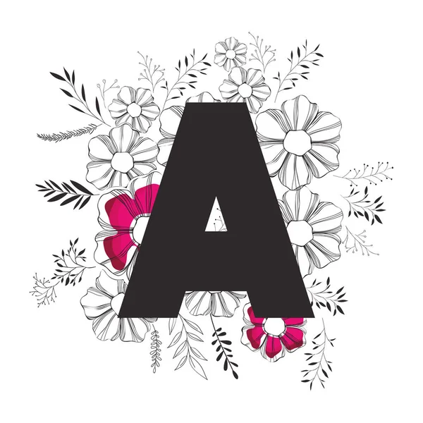 Buchstabe a mit Blumenschmuck — Stockvektor