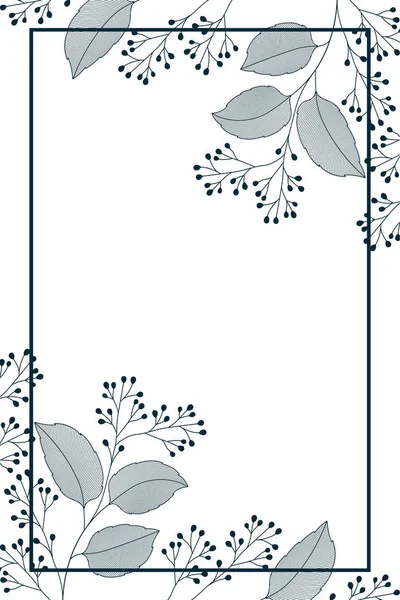 Cornice con fiori e foglie icona isolata — Vettoriale Stock