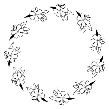 güzel çiçek ve yapraklar dairesel çerçeve