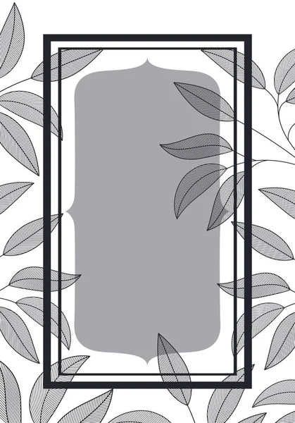 Ramo con foglie e cornice icona isolata — Vettoriale Stock