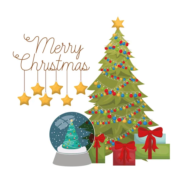 贈り物の孤立したアイコンを持つクリスマスツリー — ストックベクタ