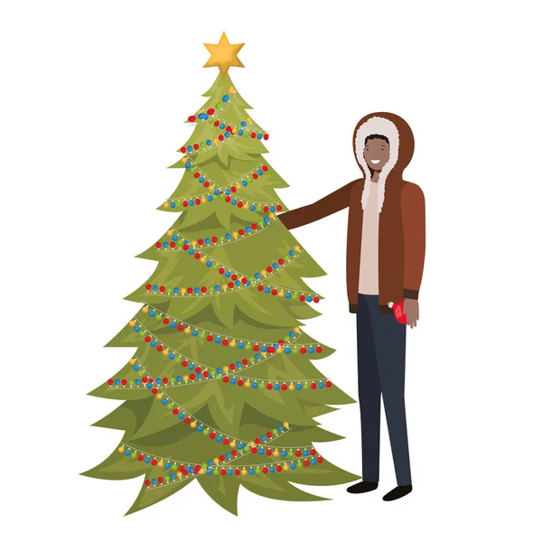 Muž s avatarem na vánočním stromku — Stockový vektor
