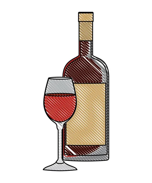 Copa de vino e icono de botella — Archivo Imágenes Vectoriales