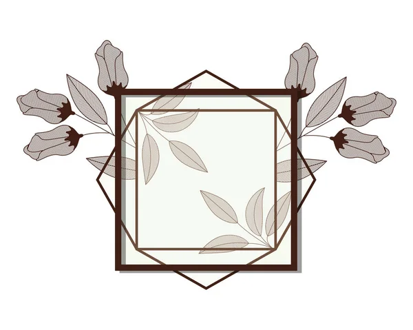 Frame met bloemen geïsoleerde pictogram — Stockvector