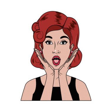 sürpriz yüz avatar karakter ile kadın