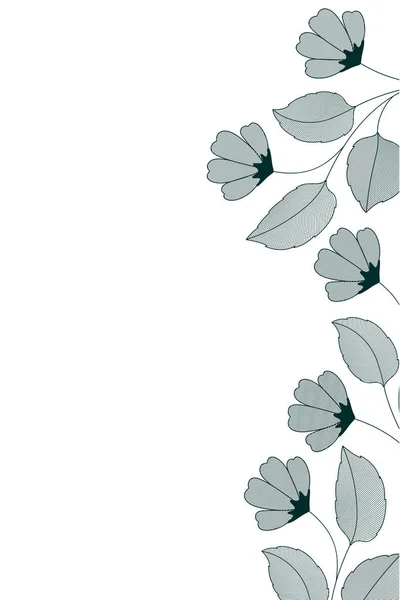 Ramka z kwiatami i pozostawia na białym tle ikonę — Wektor stockowy