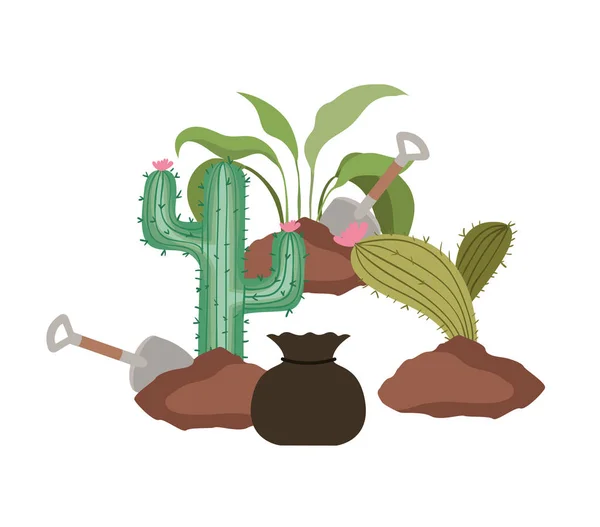 Cactus y árbol para plantar icono aislado — Vector de stock