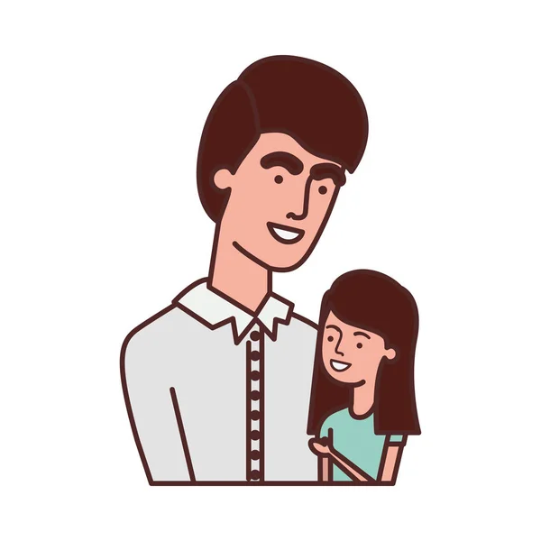 Pappa med dotter avatar karaktär — Stock vektor