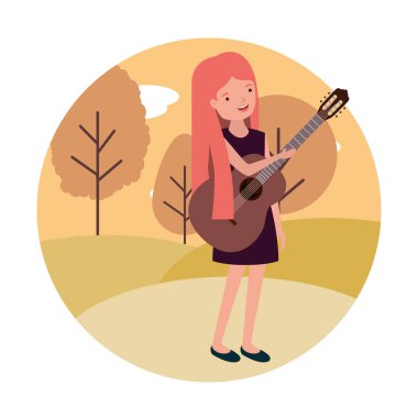 manzara avatar karakter gitar ile kadın