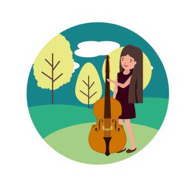 manzara avatar karakter keman ile kadın