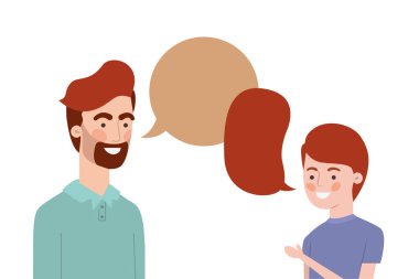 oğlu ve konuşma kabarcık karakteri ile baba