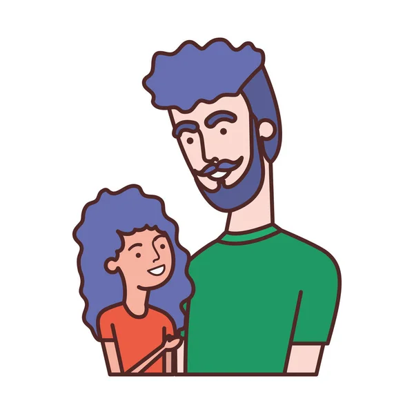 Padre con hija avatar carácter — Archivo Imágenes Vectoriales