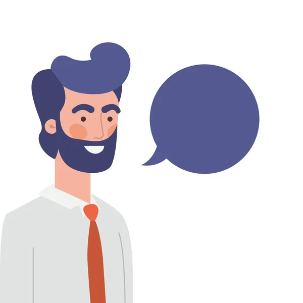 Man with speech bubble avatar character — Stock Vector