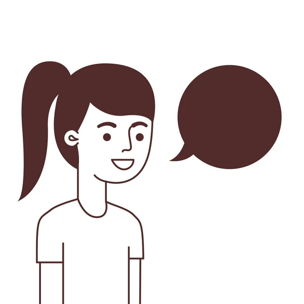Woman with speech bubble avatar character — Stock Vector