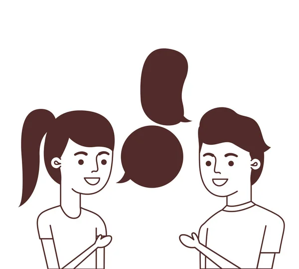 Couple avec bulle vocale avatar personnage — Image vectorielle