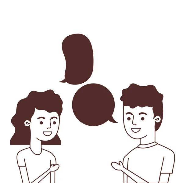 Couple avec bulle vocale avatar personnage — Image vectorielle