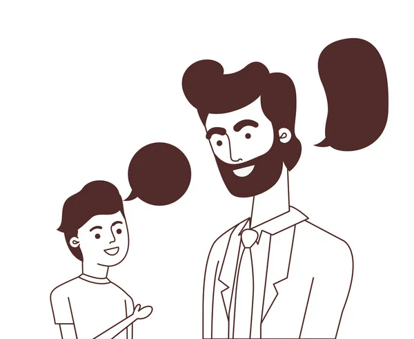 Padre con hijo y habla carácter burbuja — Archivo Imágenes Vectoriales