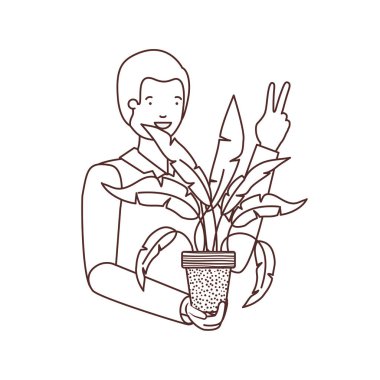 houseplant avatar karakteri ile adam
