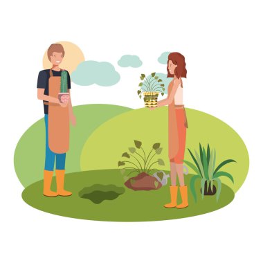 peyzaj bitki ağaçları ile çift