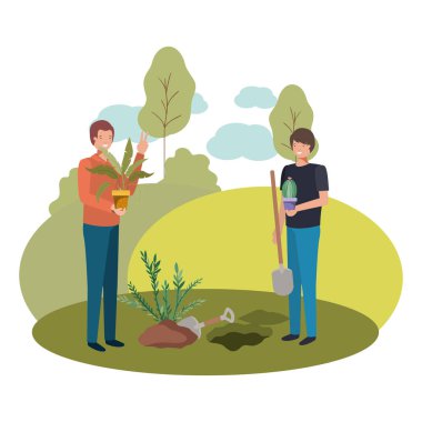 peyzaj bitki ağaçları ile erkekler