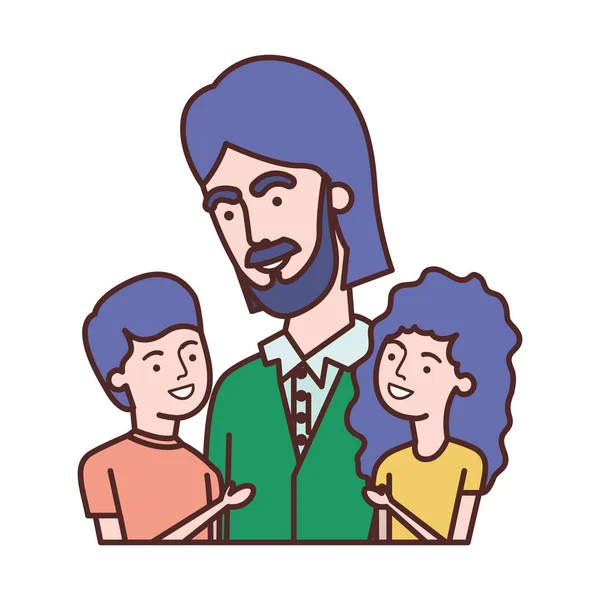 Father with children avatar character — Stock Vector