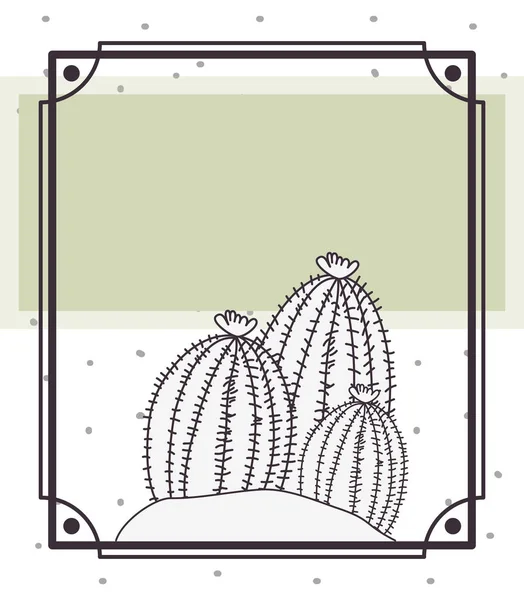 Kaktus wzór w ramce ikona na białym tle — Wektor stockowy