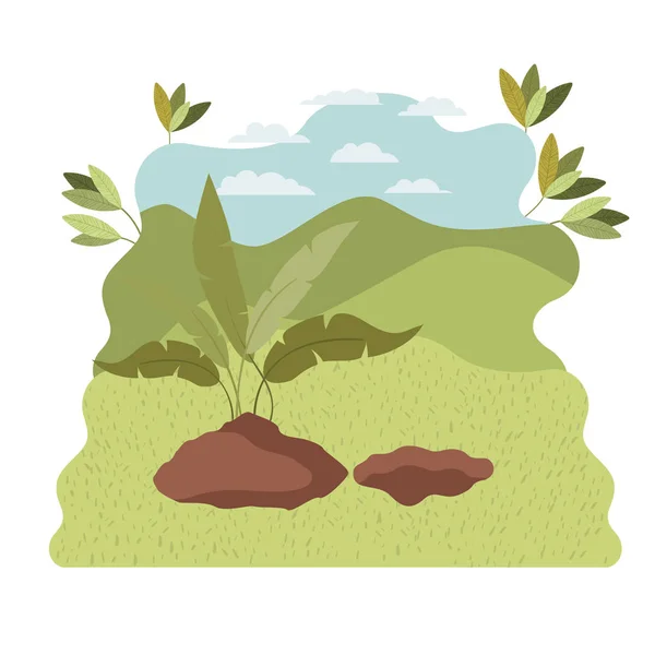 Árbol para plantar en paisaje icono aislado — Vector de stock