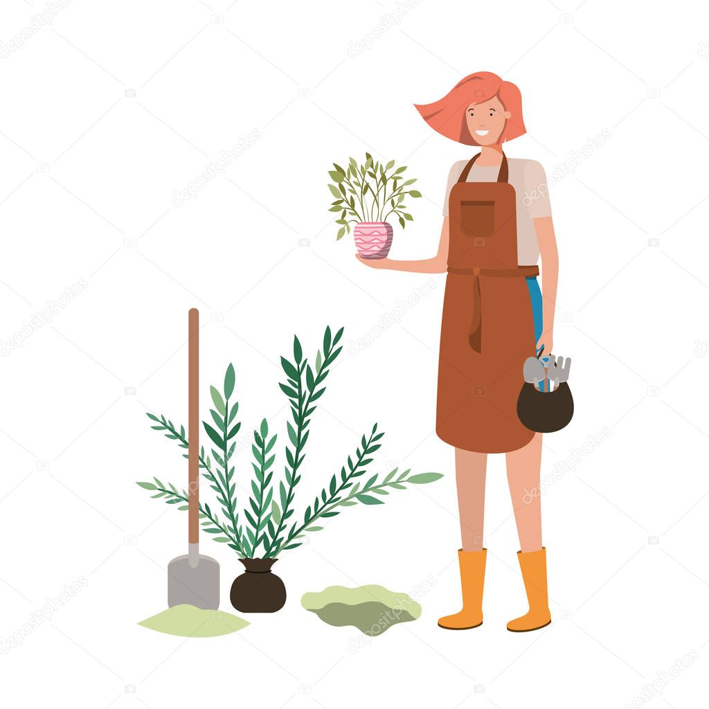 woman with tree to plant avatar character