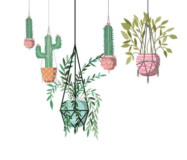 macrame askıları simgesi üzerinde houseplants
