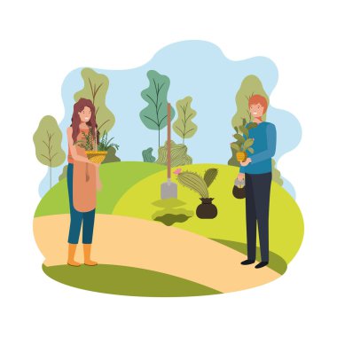 peyzaj bitki ağaçları ile çift