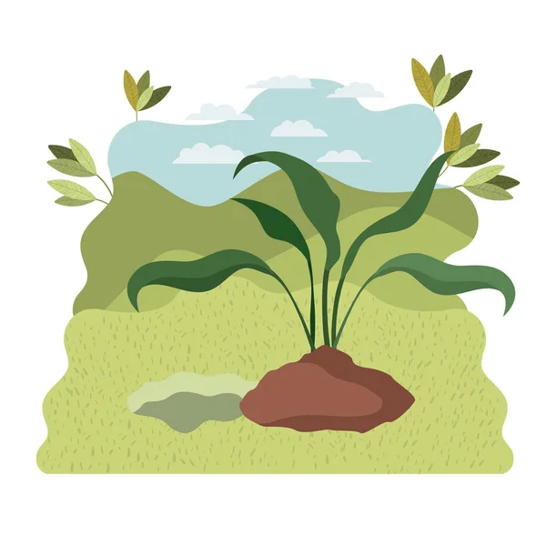 Árbol para plantar en paisaje icono aislado — Vector de stock