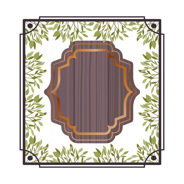 Frame with foliage isolated icon — Stock Vector