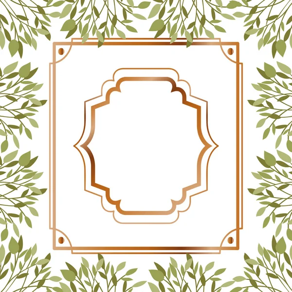 Frame with foliage isolated icon — Stock Vector