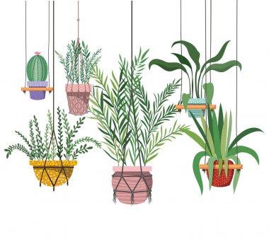 macrame askıları simgesi üzerinde houseplants