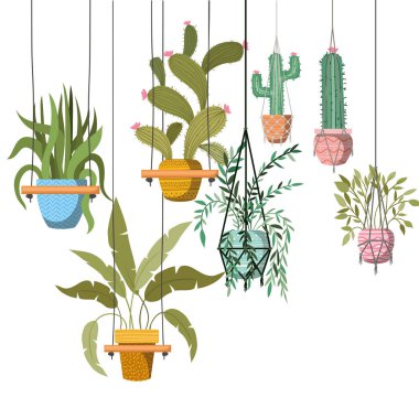 macrame askıları simgesi üzerinde houseplants