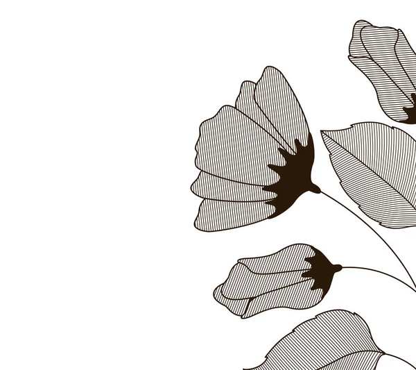 Λουλούδια με κλαδιά και φύλλα εικονίδιο — Διανυσματικό Αρχείο