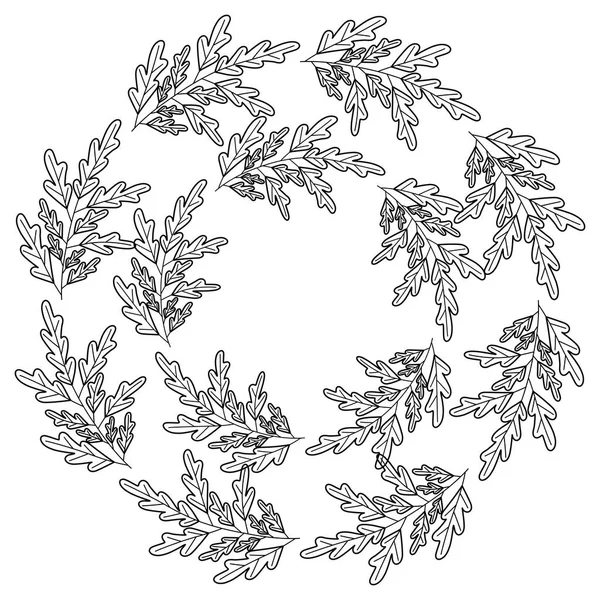 Couronne feuillets cadre circulaire — Image vectorielle