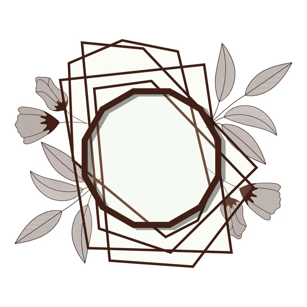 Frame with flowers isolated icon — Stock Vector