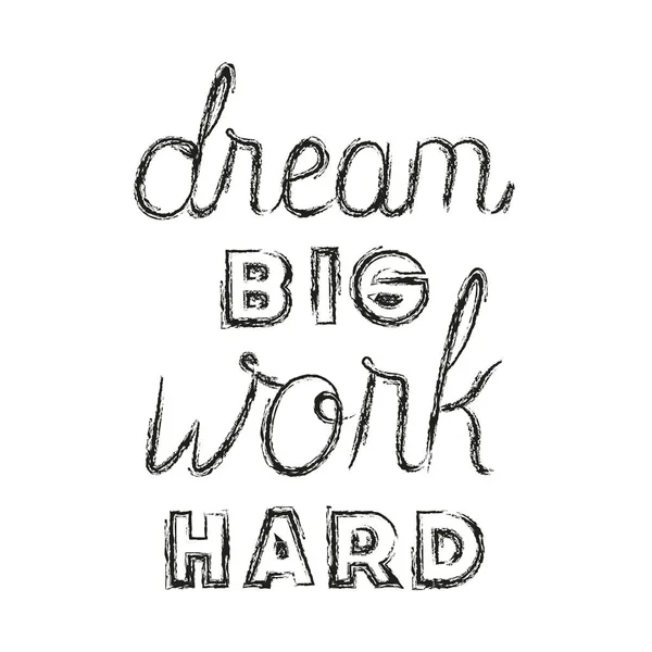 Fuente work hard for dreams message made hand made — Vector de stock