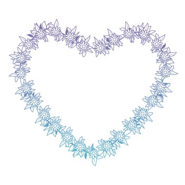 güzel çiçek ve yapraklar kalp şeklinde çerçeve