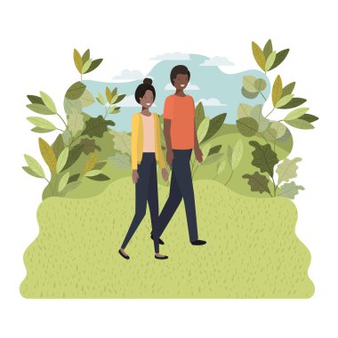 manzara avatar karakter ile genç Çift